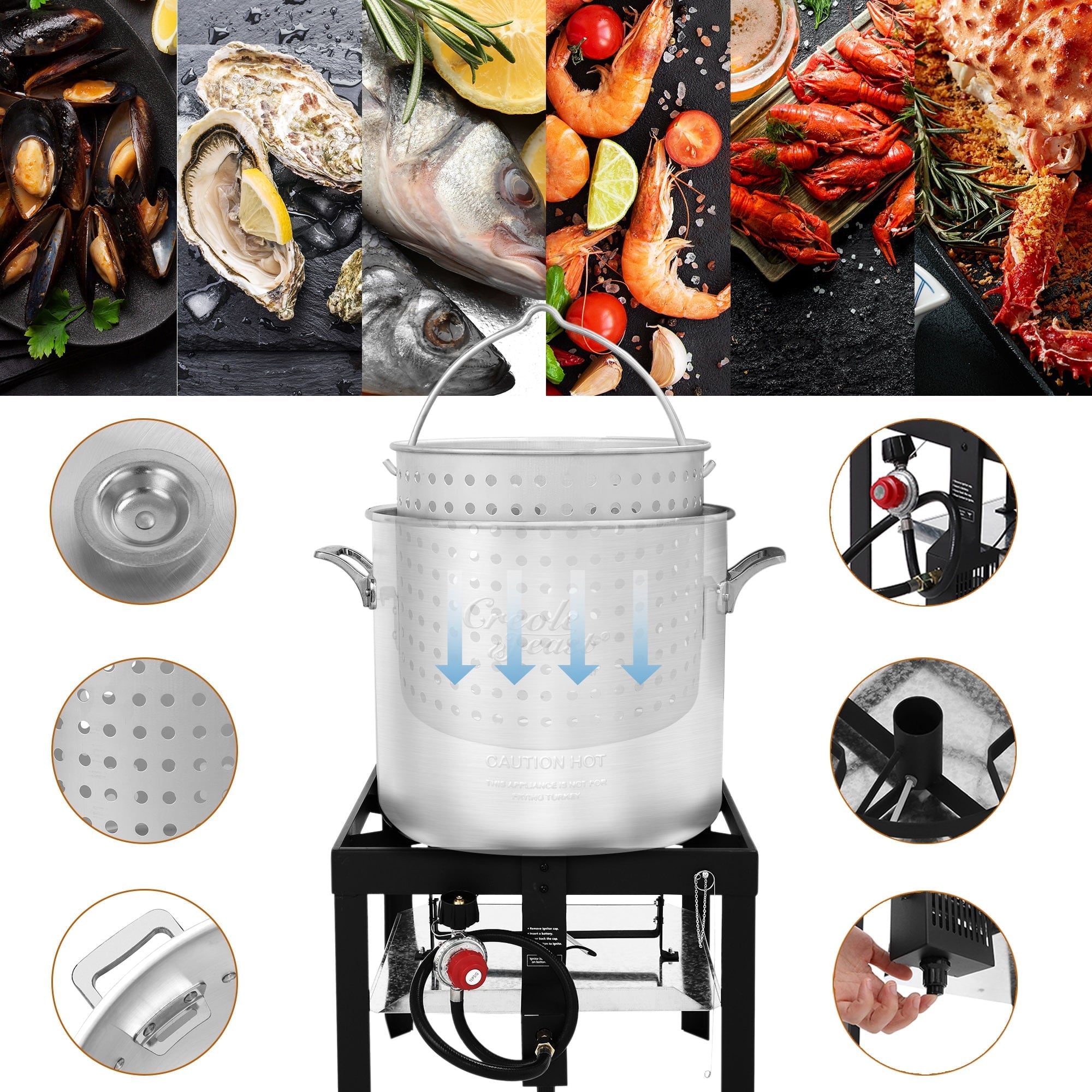 Creole Feast SBK0601, 60QT Seafood Boiling Pot Kit