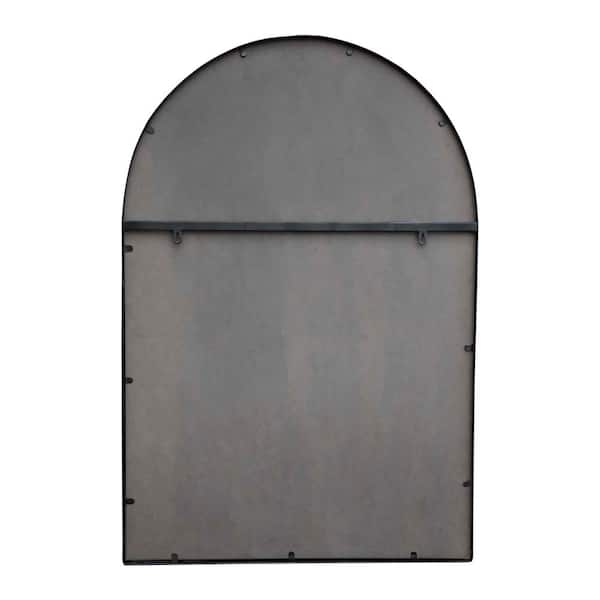28 in. H x 41.5 in. W Classic Arched Windowpane Metal Framed Black Decorative Mirror
