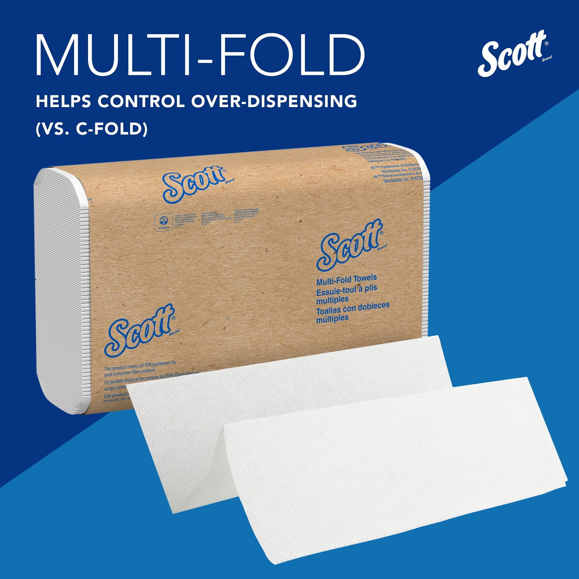 Scott Essential Multi-Fold Towels, 9.2 x 9.4, 250/Pk, 16 Pk/CT