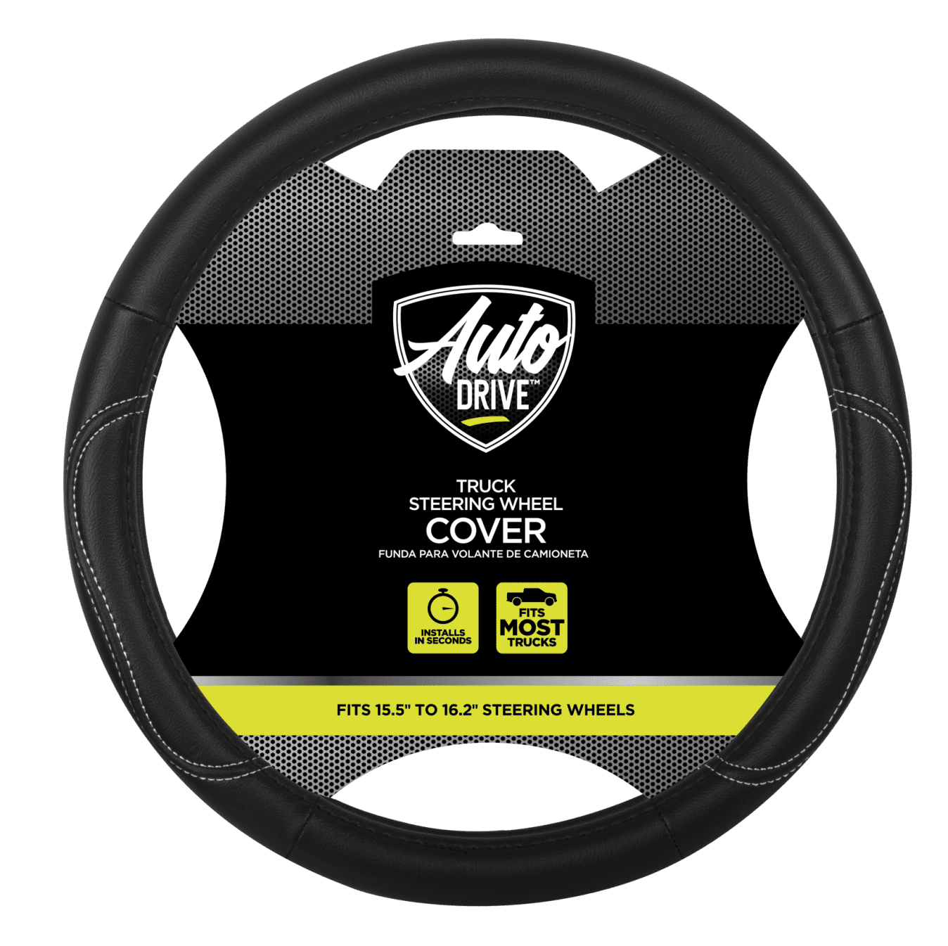 Auto Drive 1PC Steering Wheel Cover Country Black/White - Universal Fit