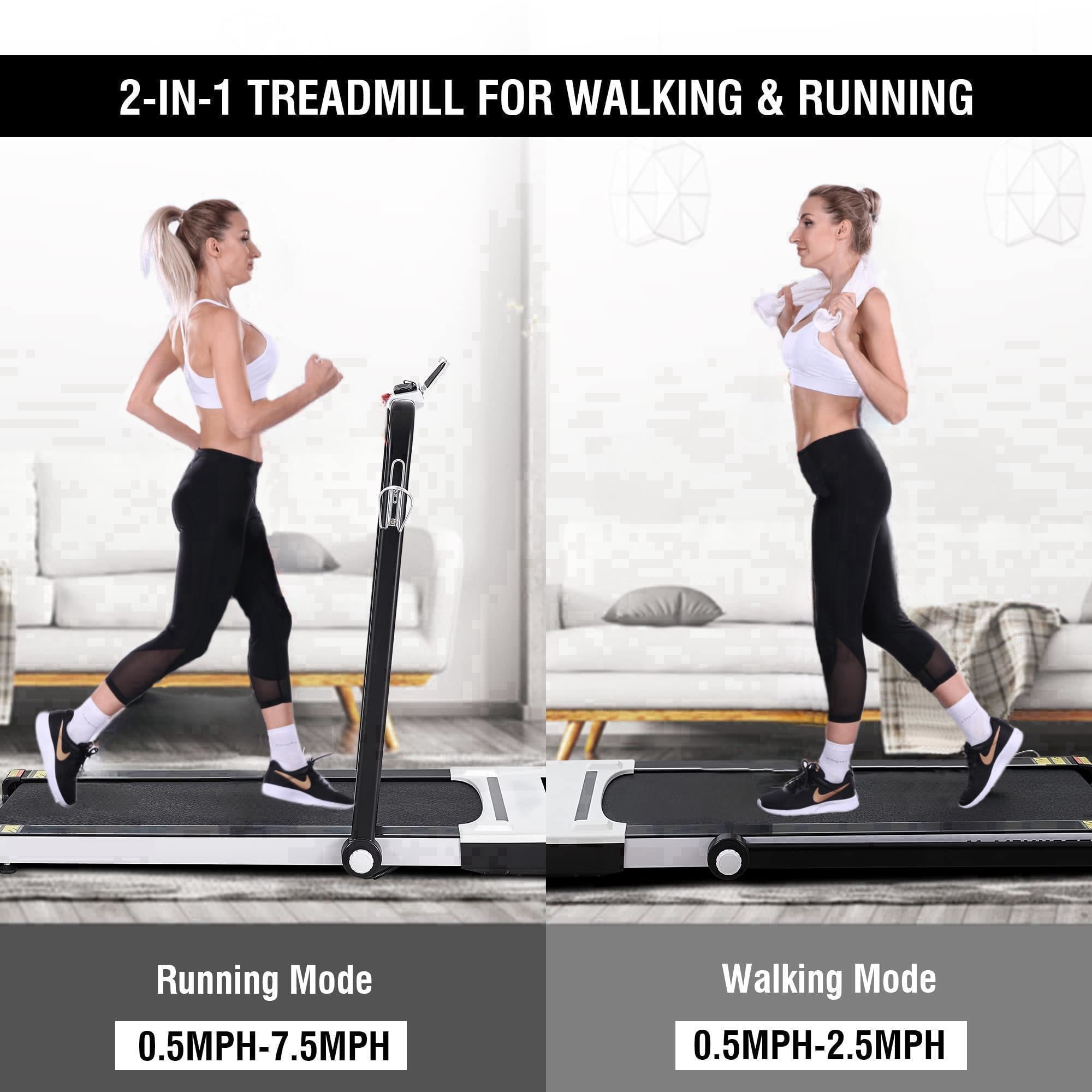 MaxKare 2 in 1 Folding Treadmill 2.25 HP Under Desk Treadmill for Home, 0.5-7.5MHP Remote Control 220lbs Weight Capacity