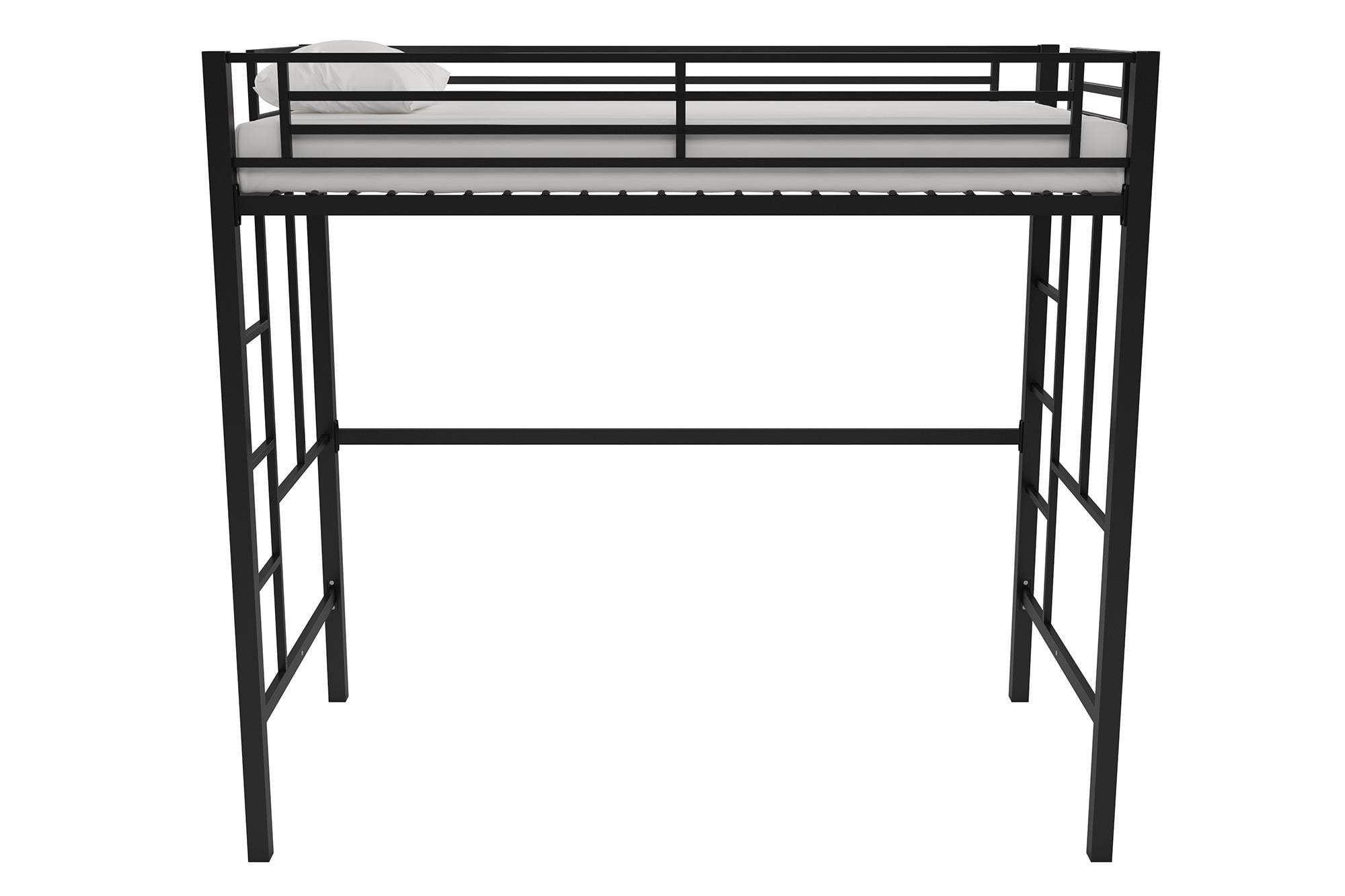 Your Zone Brittain Twin Metal Loft Bed, Black
