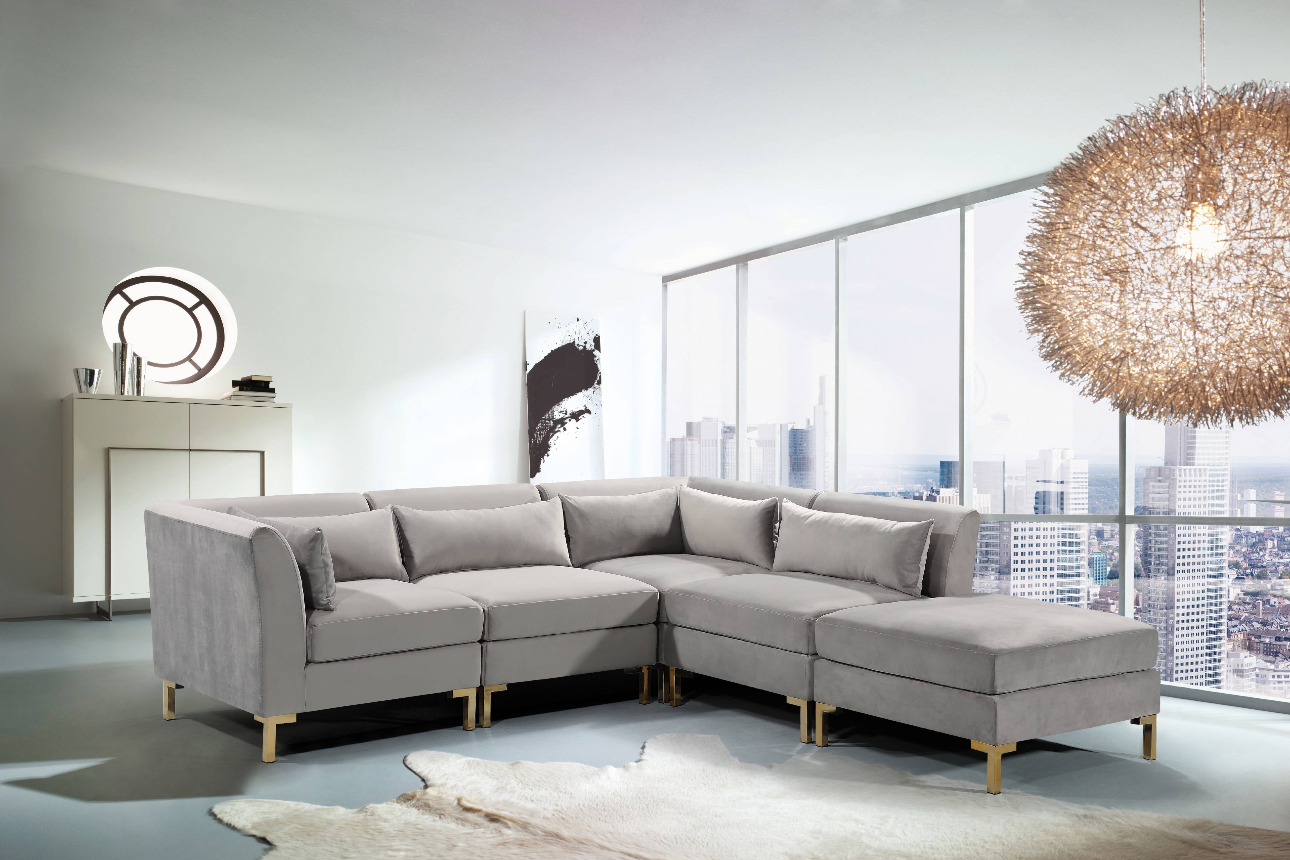 Chic Home Guison Sectional Sofa, Grey Velvet