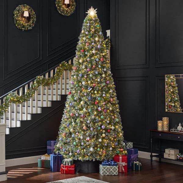 12 ft. Pre-Lit LED Sparkling Amelia Frosted Pine Artificial Christmas Tree