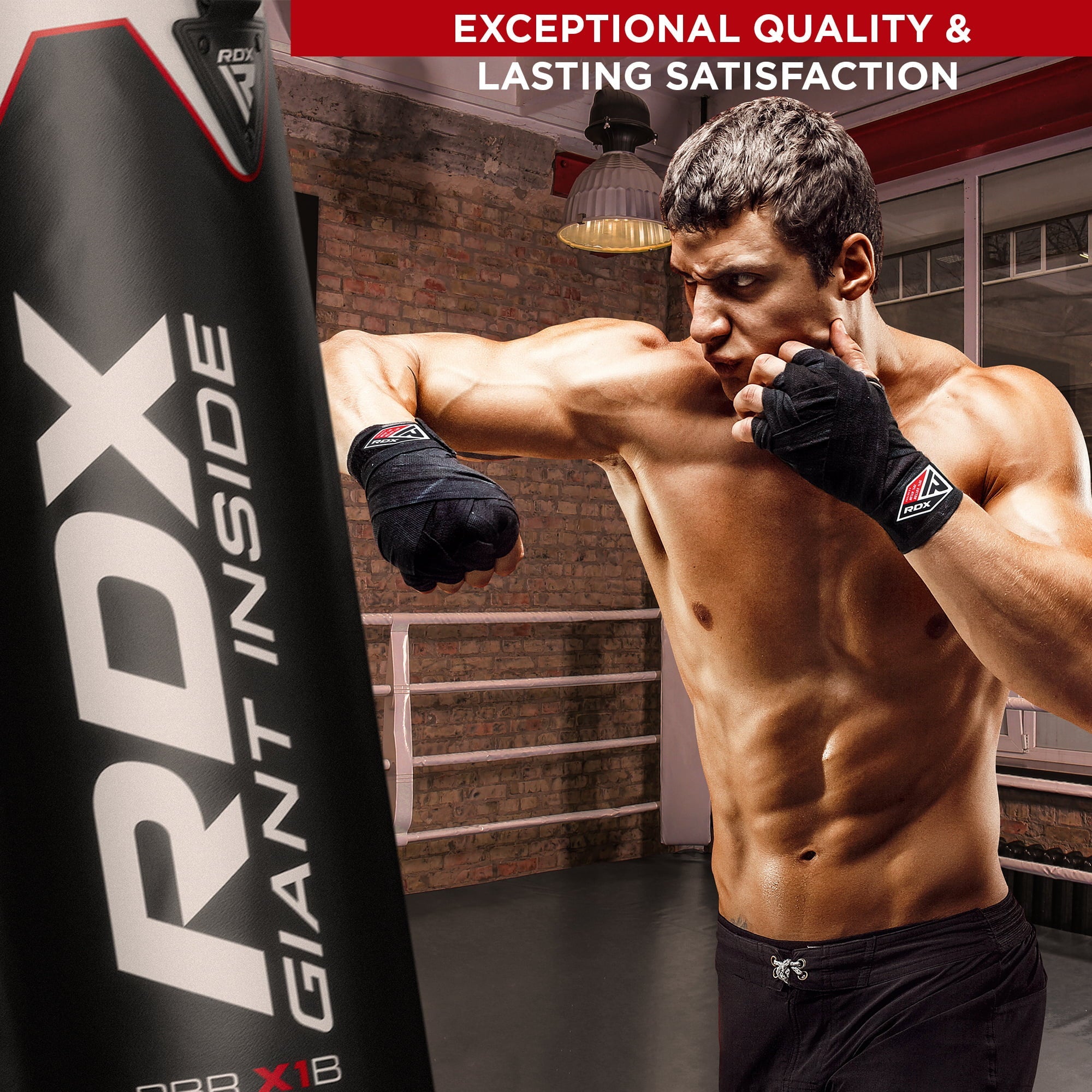 RDX Boxing Hand Wraps Inner Gloves, 4.5 Meter 180 Inches Elasticated Thumb Loop Bandages, Under Mitts Wrist Hand Protection, Muay Thai MMA Kickboxing Martial Arts, Punching Bag Speed Ball Training