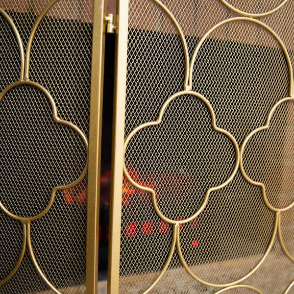 49 in. x 30 in. 3-Panel Fireplace Mesh Decorative Protector Spark Guard Screen