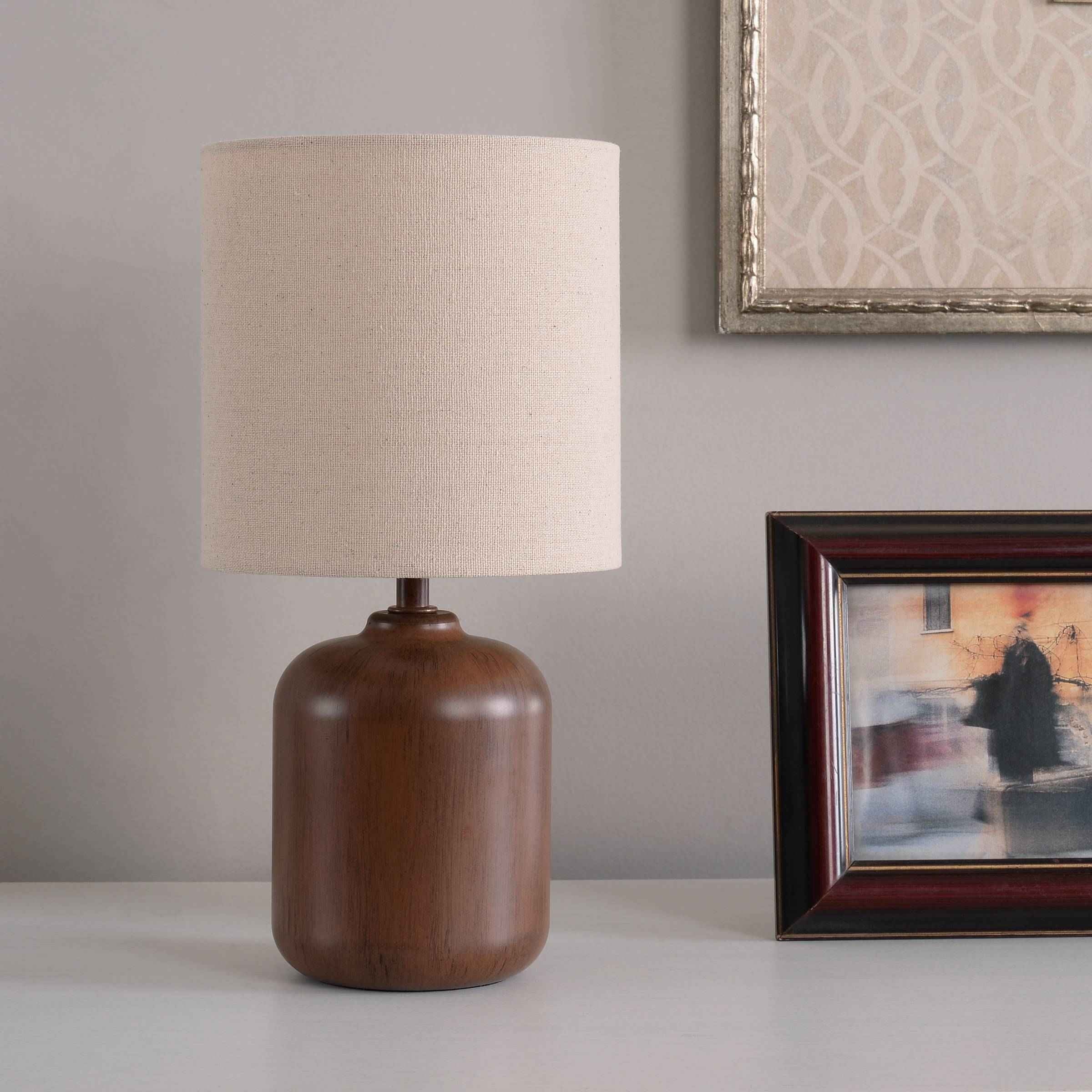 Mainstays Mini Faux Wood Table Lamp with Shade 12.75