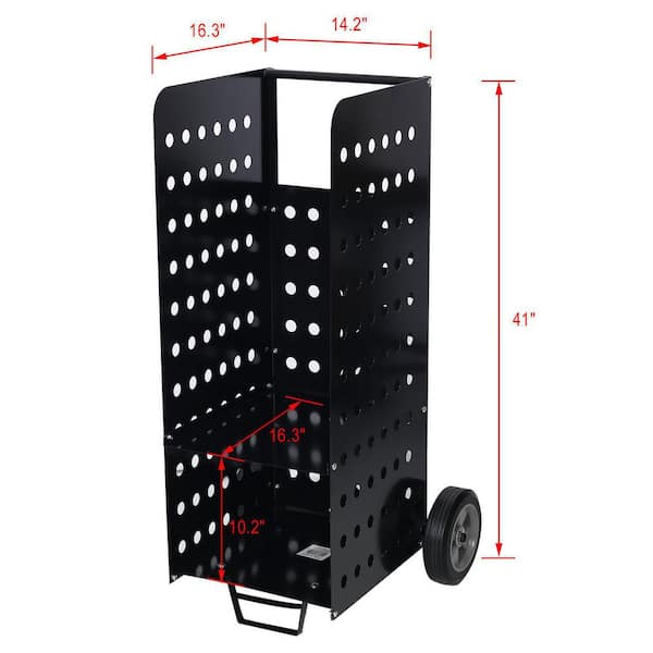 16.3 in. W x 41 in. H x 14.2 in. D Steel Firewood Cart Fireplace Log Outdoor Rolling Cart Wood Rack Heavy-Duty in Door