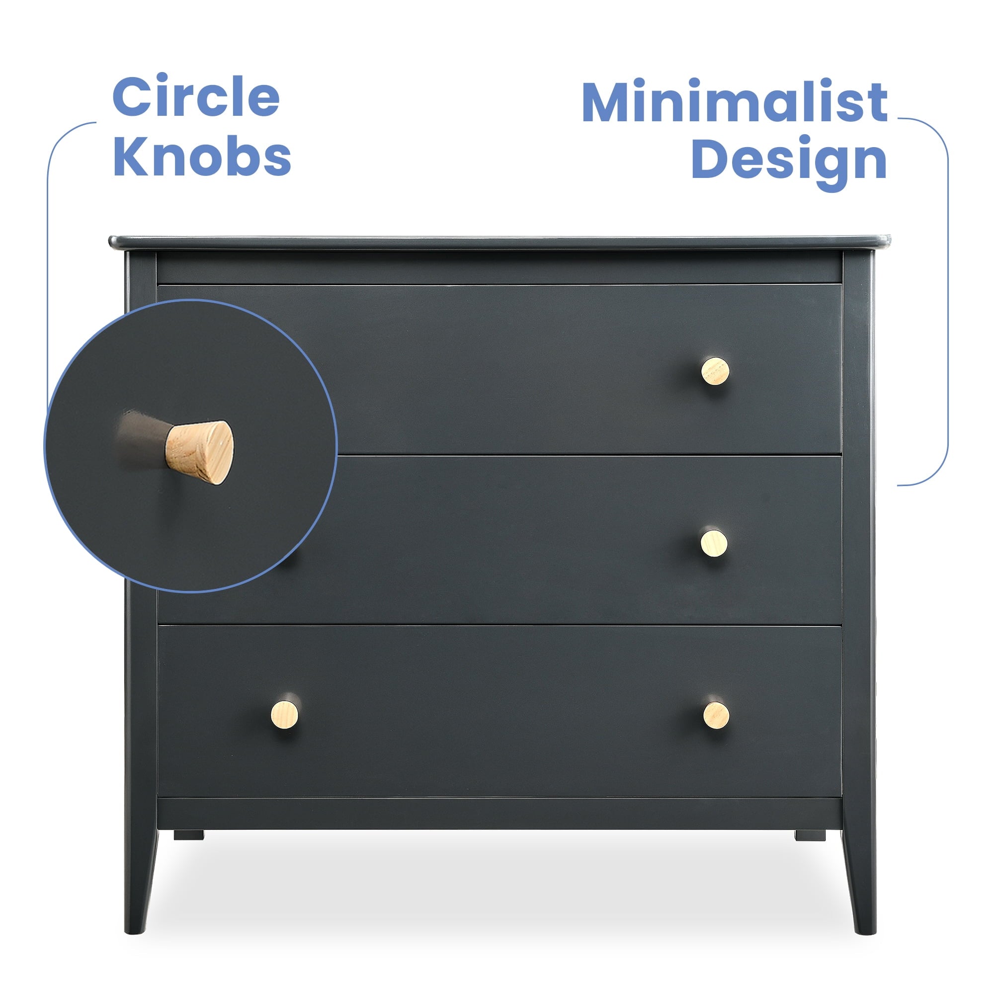 Delta Children Casey 3 Drawer Dresser, Charcoal Grey/Natural