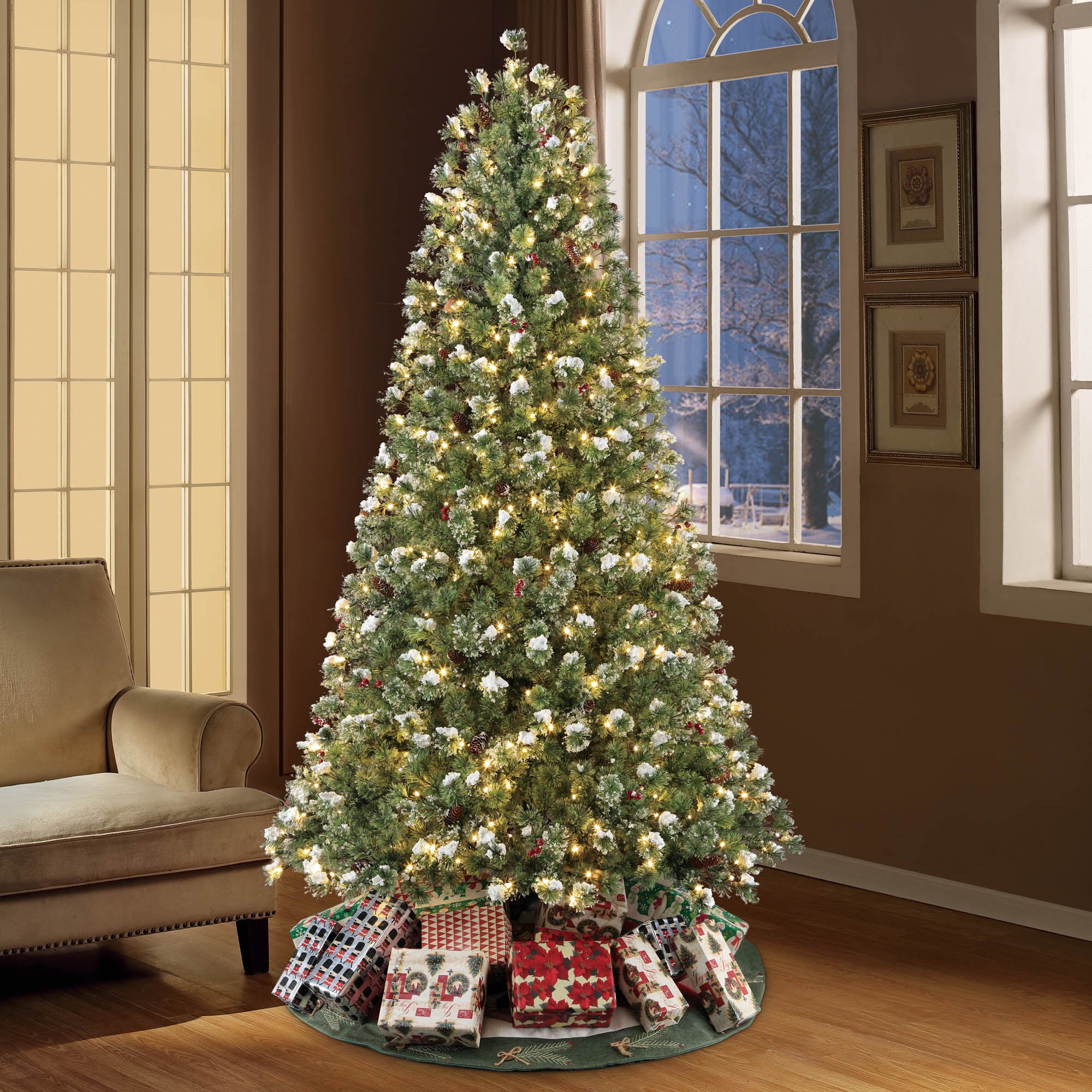 7.5' Prelit Redland Spruce Artificial Christmas Tree with LED Lights, Holiday Time