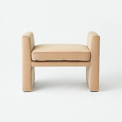 Vernon Ottoman Light Brown Velvet - Threshold designed with Studio McGee