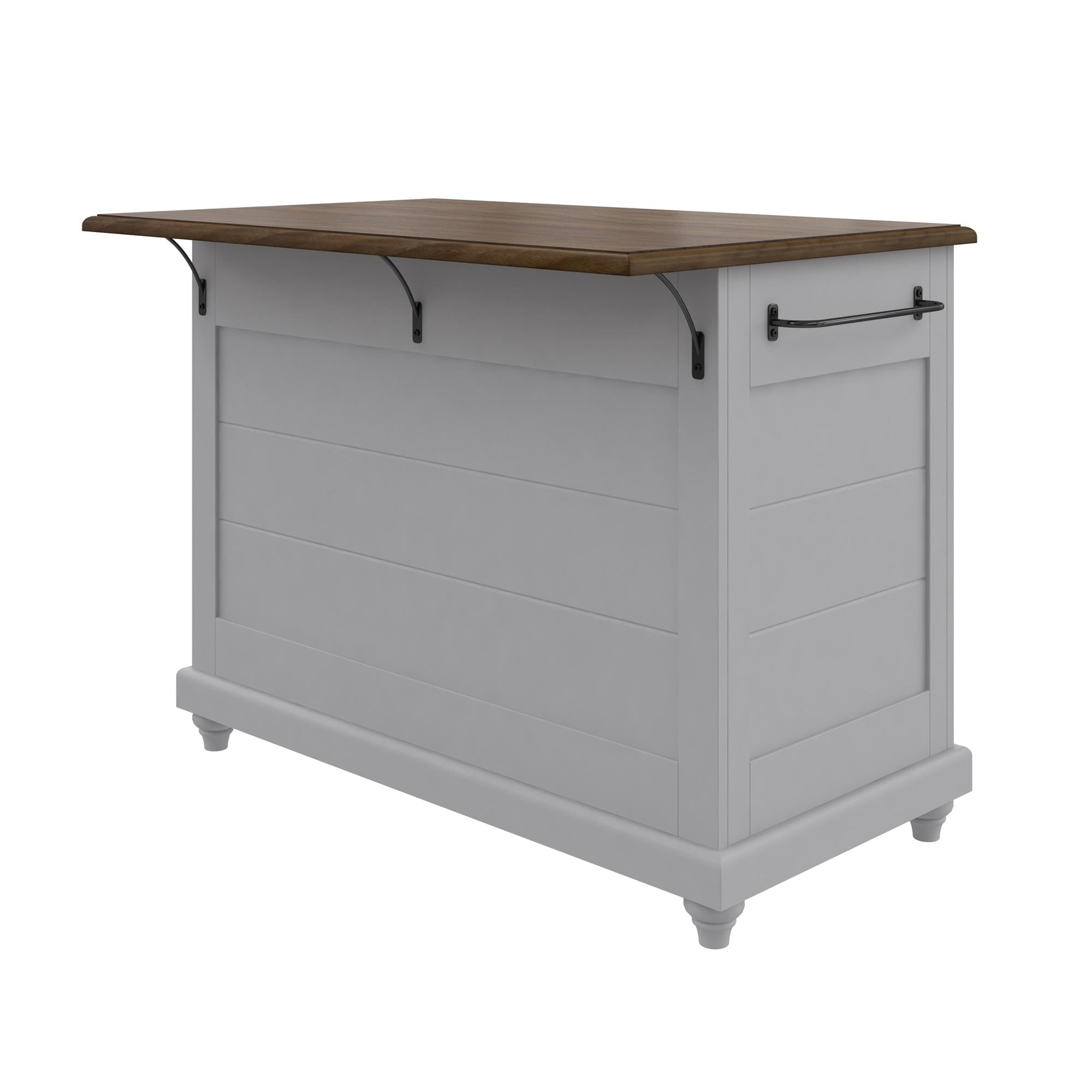 Kelsey Kitchen Island with 2 Stools and Drawers, Gray