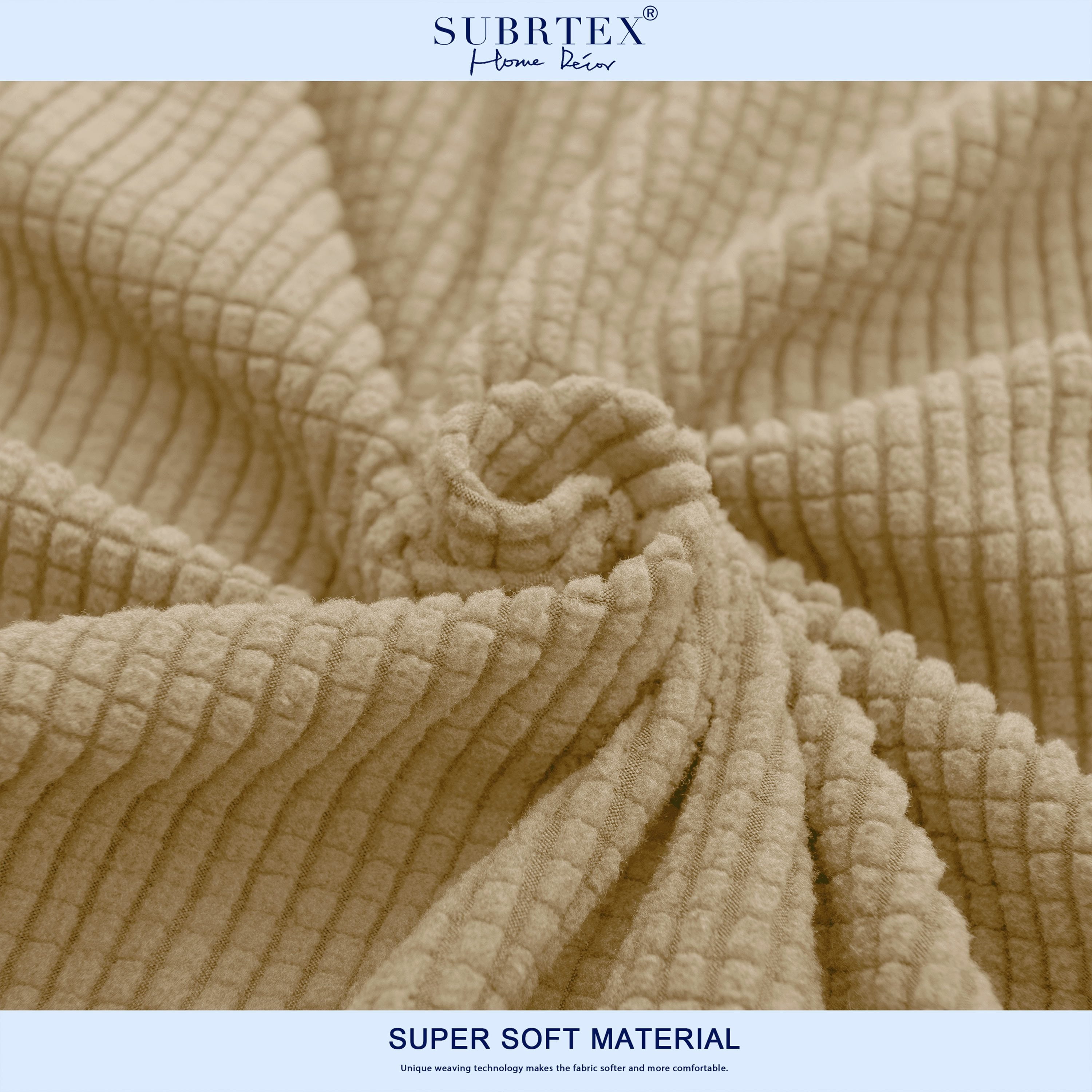 Subrtex Stretch 1-Piece Textured Grid Recliner Slipcover, Khaki