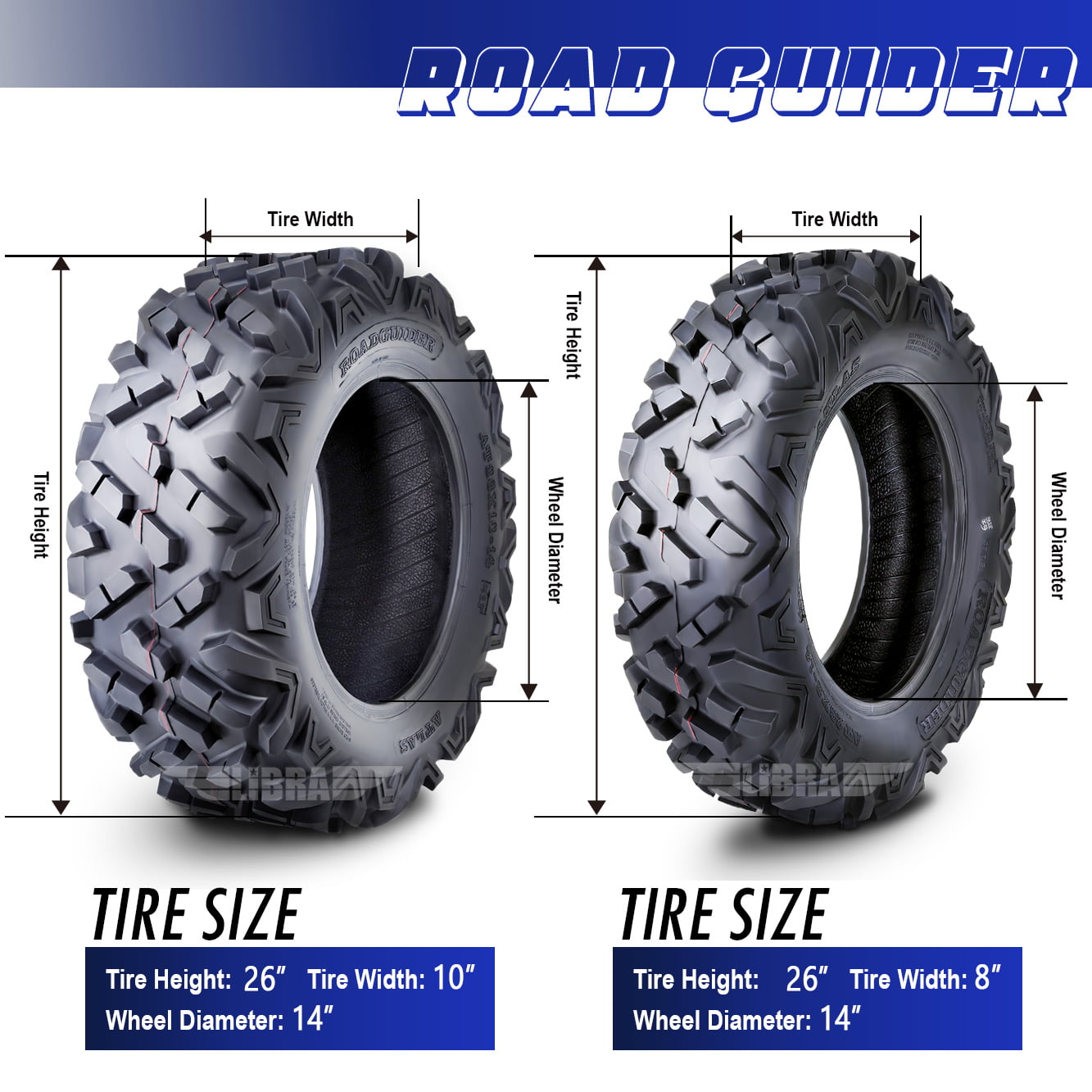 Set of 4 ATV UTV Tires 26x8-14 26x8x14 Front & 26x10-14 26x10x14 Rear 6PR