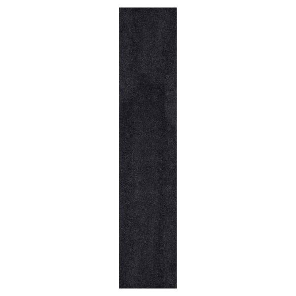Ribbed Waterproof Non-Slip Rubberback Runner Rug 2 ft. 7 in. W x 19 ft. L Black Polyester Garage Flooring