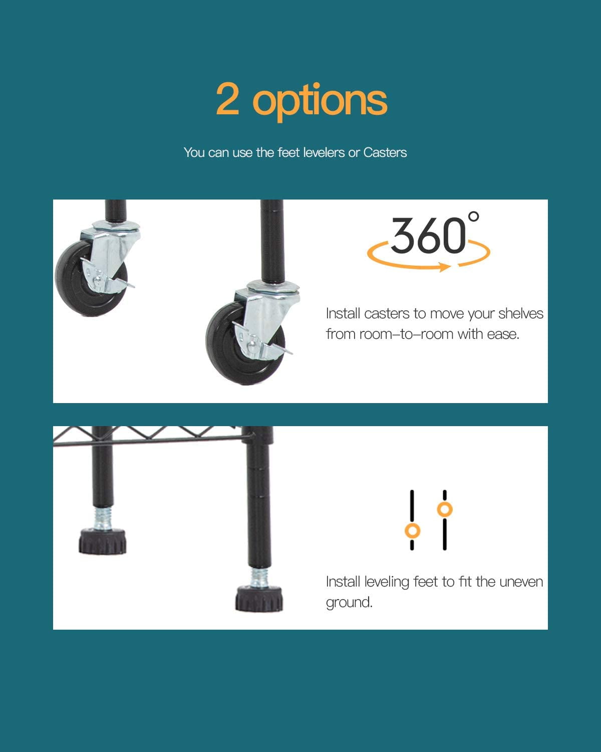 Black Commercial 6 Tier Shelf Adjustable Steel Wire Metal Shelving Rack