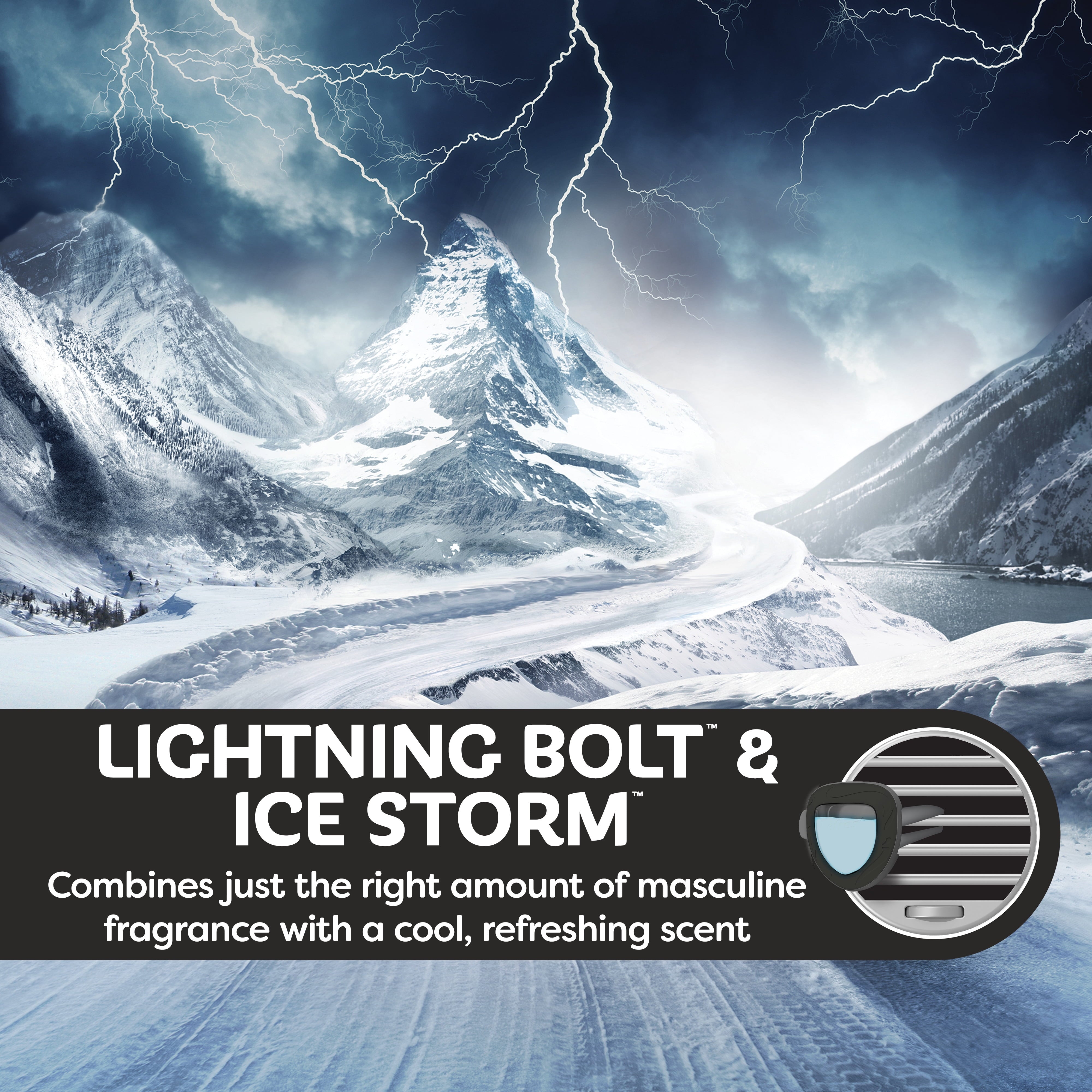 Refresh Your Car! Mini Diffuser Air Freshener (Lightning Bolt/Ice Storm Scent, 2 Pack)