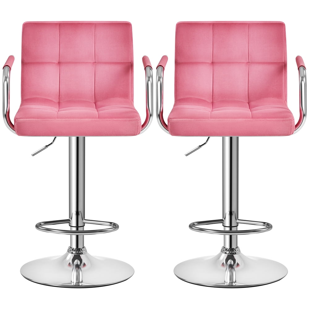 Alden Design Adjustable Modern Faux Leather Bar Stools with Swivel, Set of 2, Gray