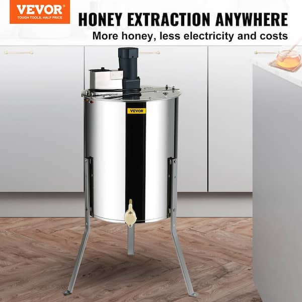 Electric Honey Extractor 4/8 Frame Stainless Steel Beekeeping Extraction with Transparent Lid Honeycomb Drum Spinner