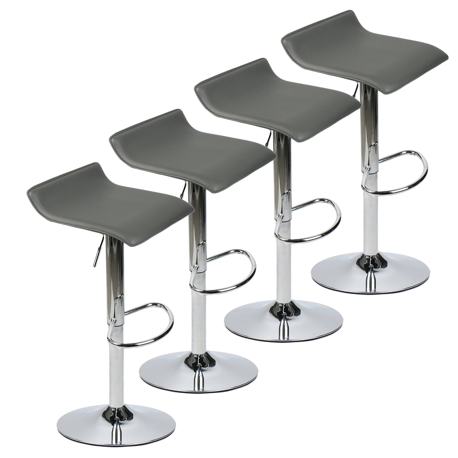 ELECWISH Set of 4 Adjustable Swivel Barstools, PU Leather with Chrome Base, Counter Height Hydraulic Pub Kitchen Counter Chairs, white