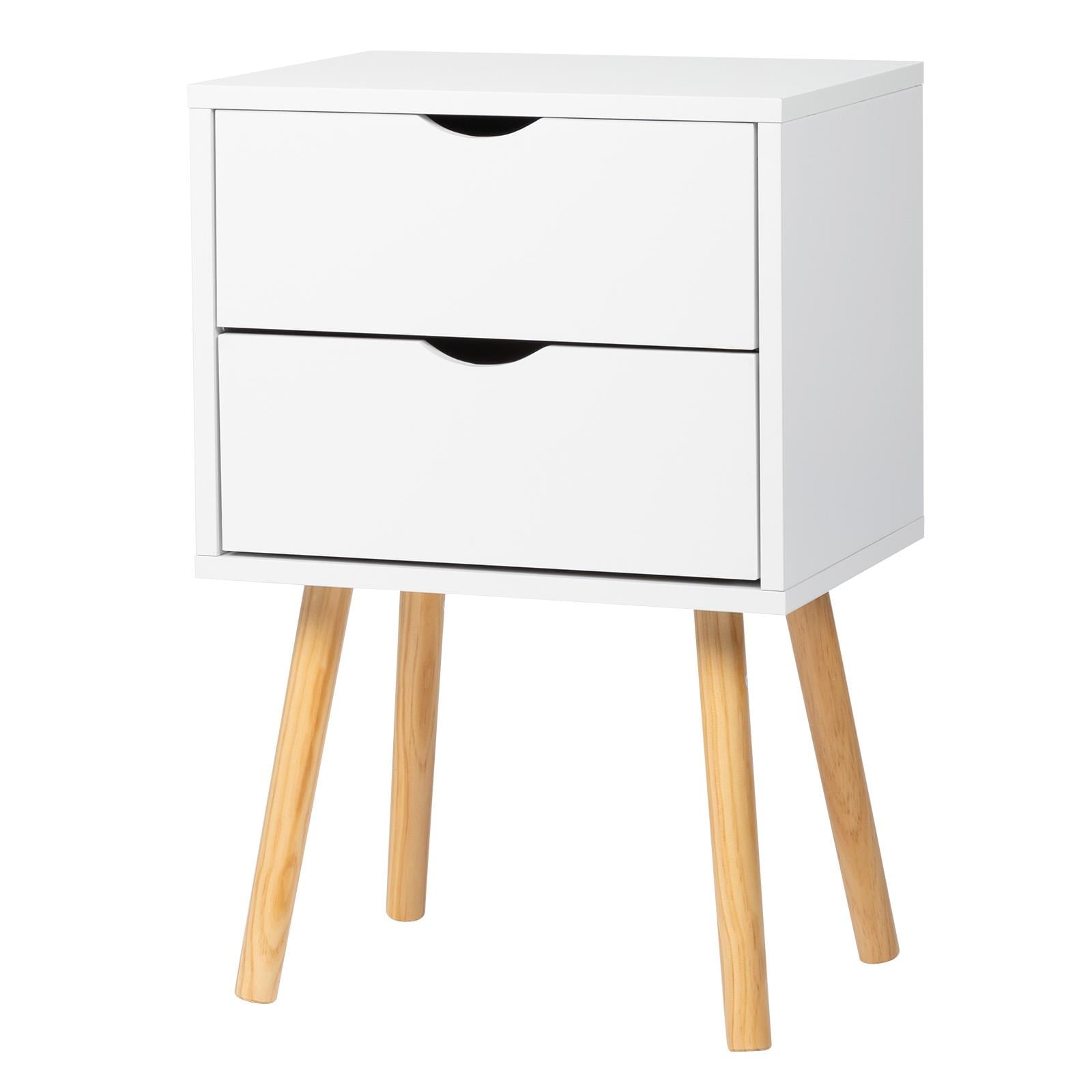 UBesGoo Set of 2 Nightstand 2 Drawers End Table Storage Wood Cabinet Bedroom Accent Side Table