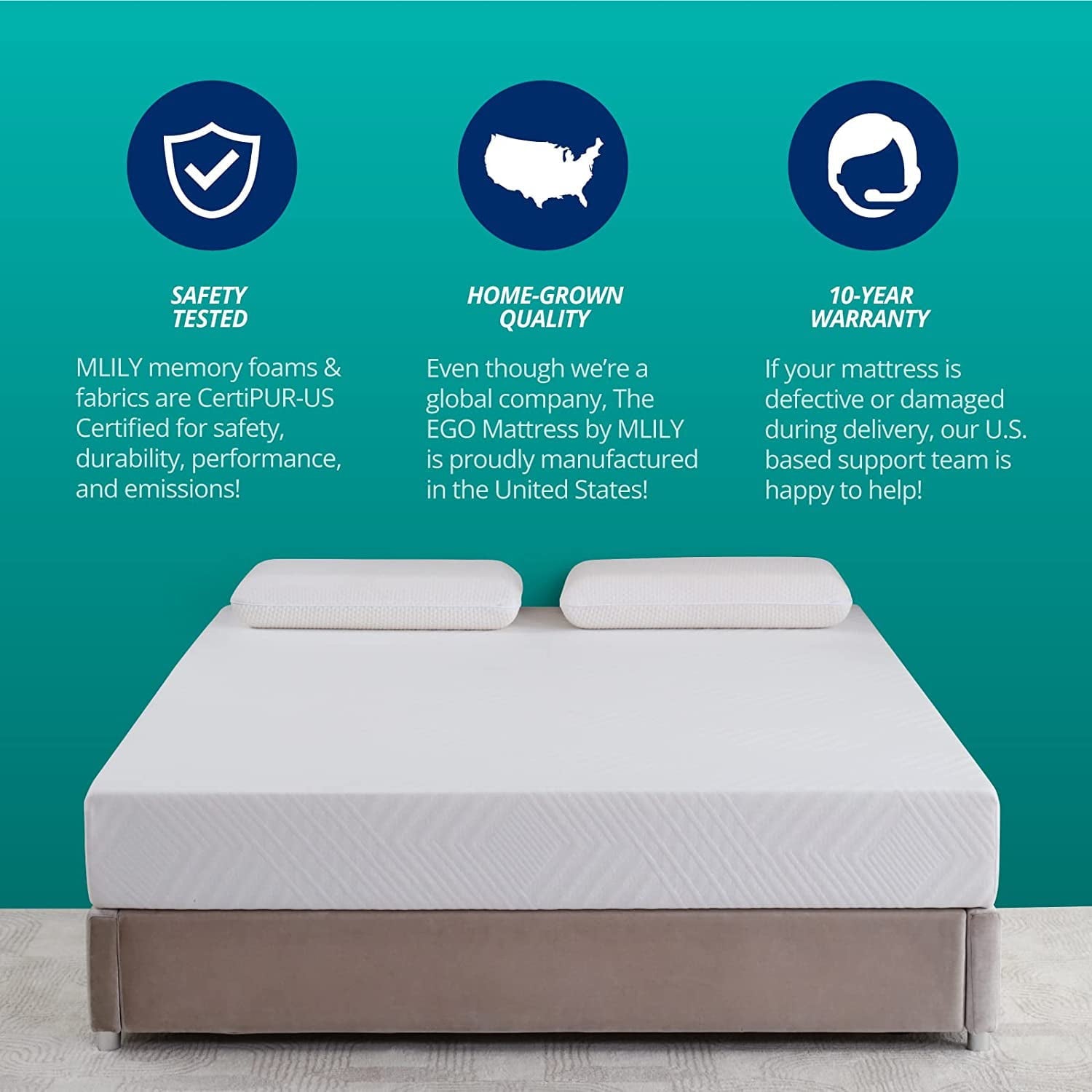 Foam Mattress, 8 inch Medium Firm Mattress, Green Tea and Cooling Gel Infused Pressure Relief, CertiPUR-US Certified, Queen Size