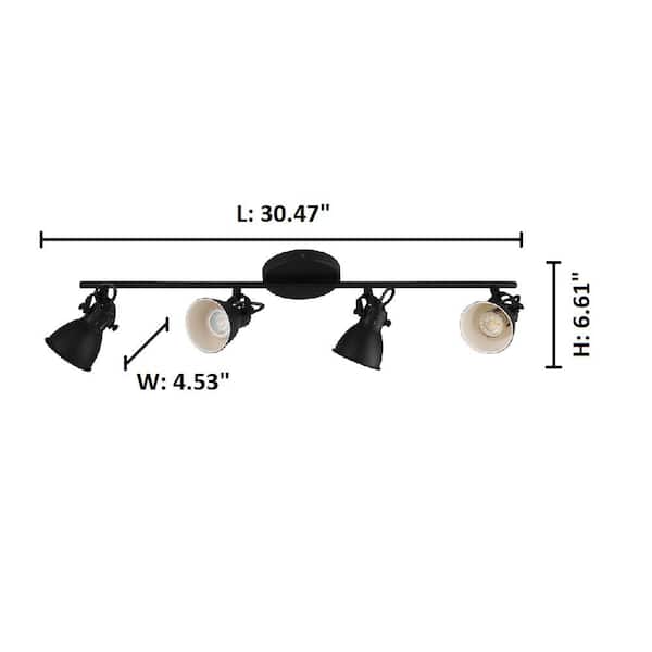 Seras-2 2.5 ft. 4-Light Black Fixed Track Lighting Kit