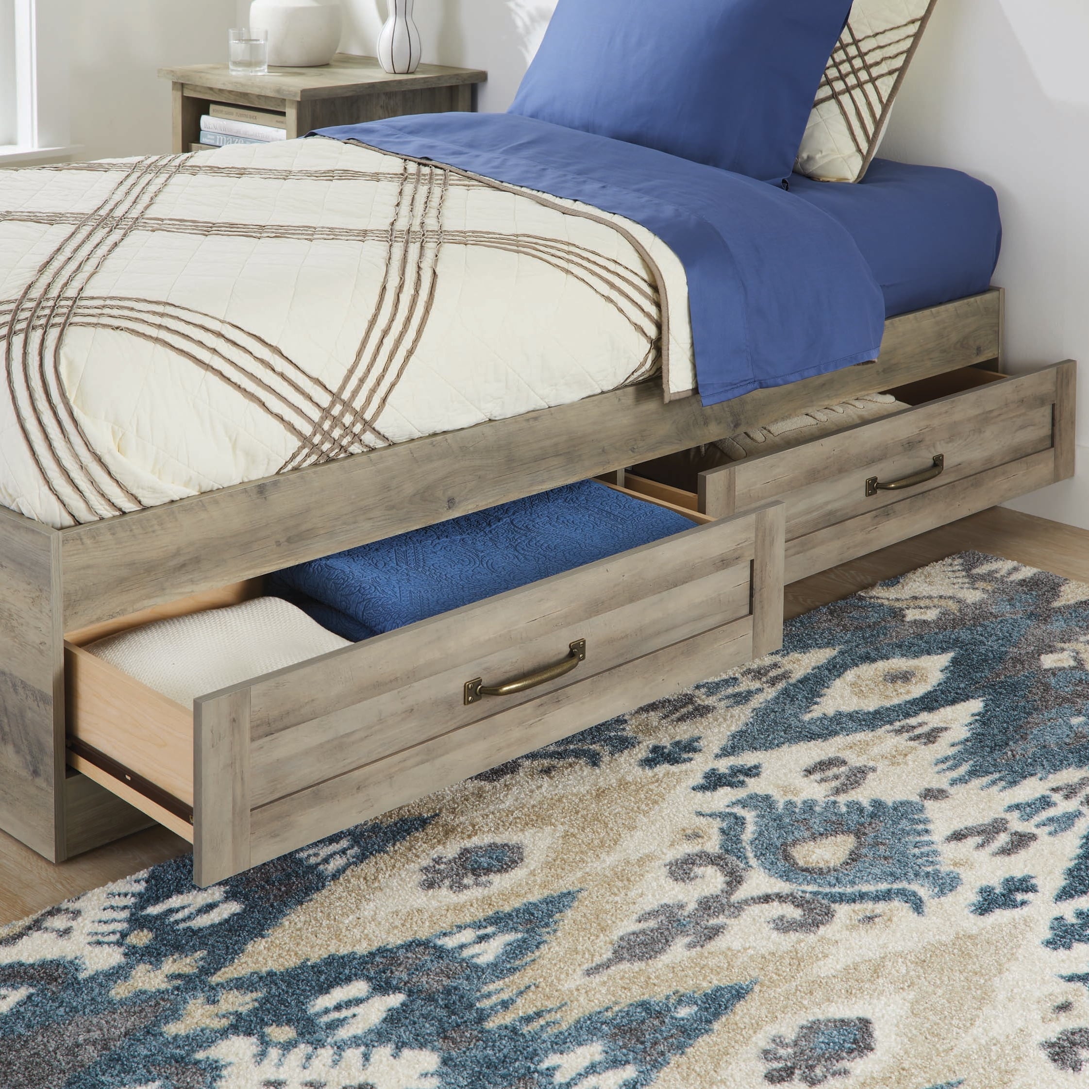Better Homes & Gardens Modern Farmhouse Platform 2-Drawer Storage Bed, Twin, Rustic Gray