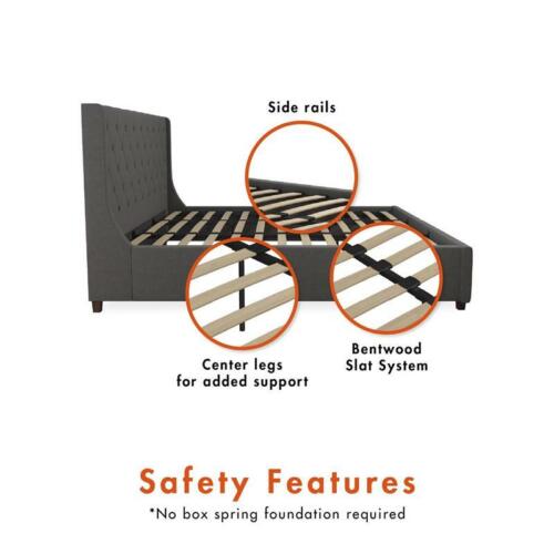 CosmoLiving Mercer Mid-Century Fabric King Upholstered Bed in Gray