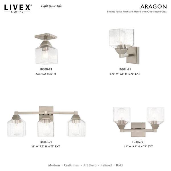 Aragon 3 Light Brushed Nickel Bath Vanity