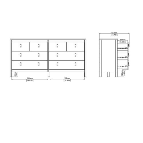 Madrid 8 Drawer Double Dresser , White