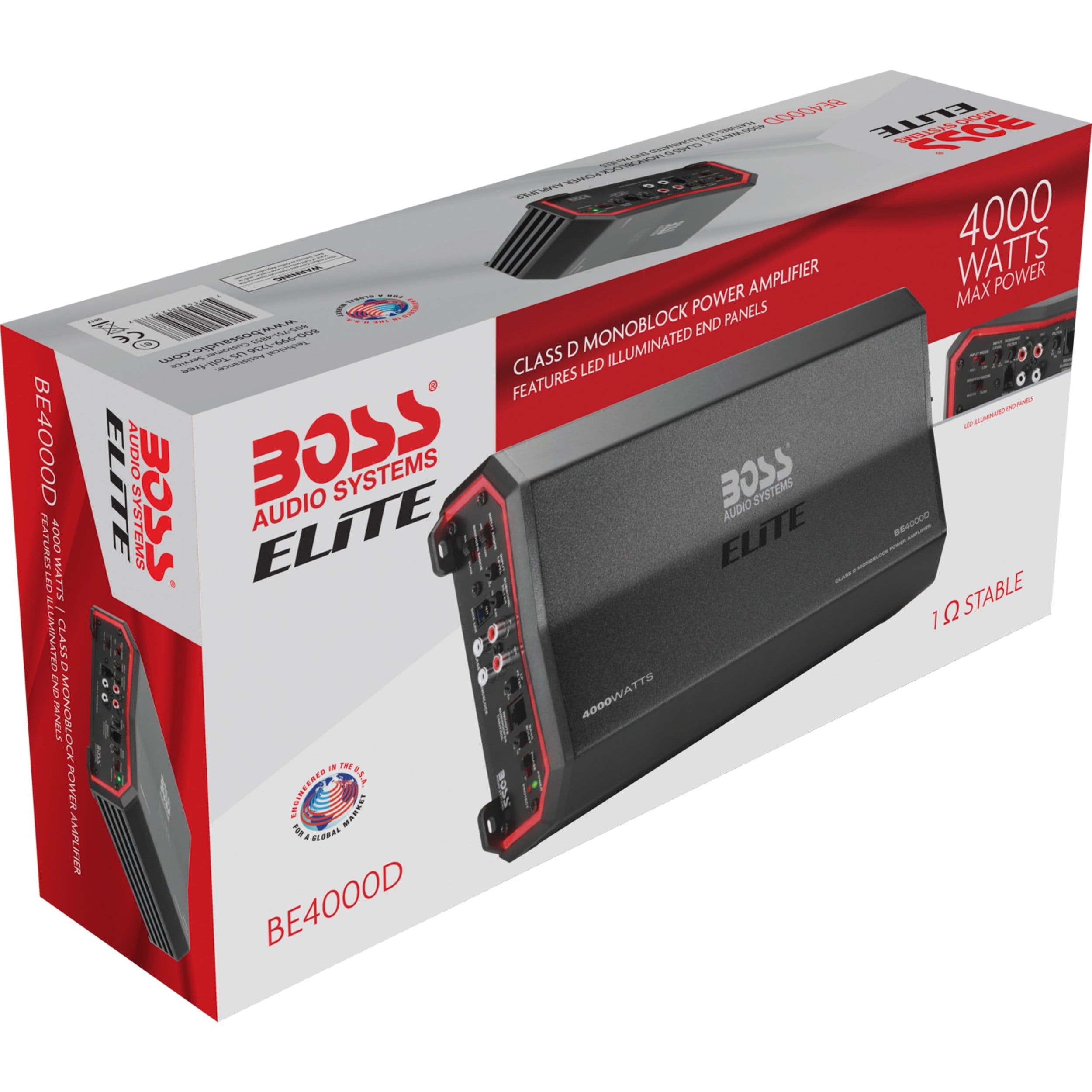 BOSS Audio Systems BE4000D Elite Series Car Audio Amplifier - 4000 High Output, Class D, Monoblock, 1/8 Ohm, High/Low Level Inputs, Low Pass Crossover, Hook Up To Stereo and Subwoofer