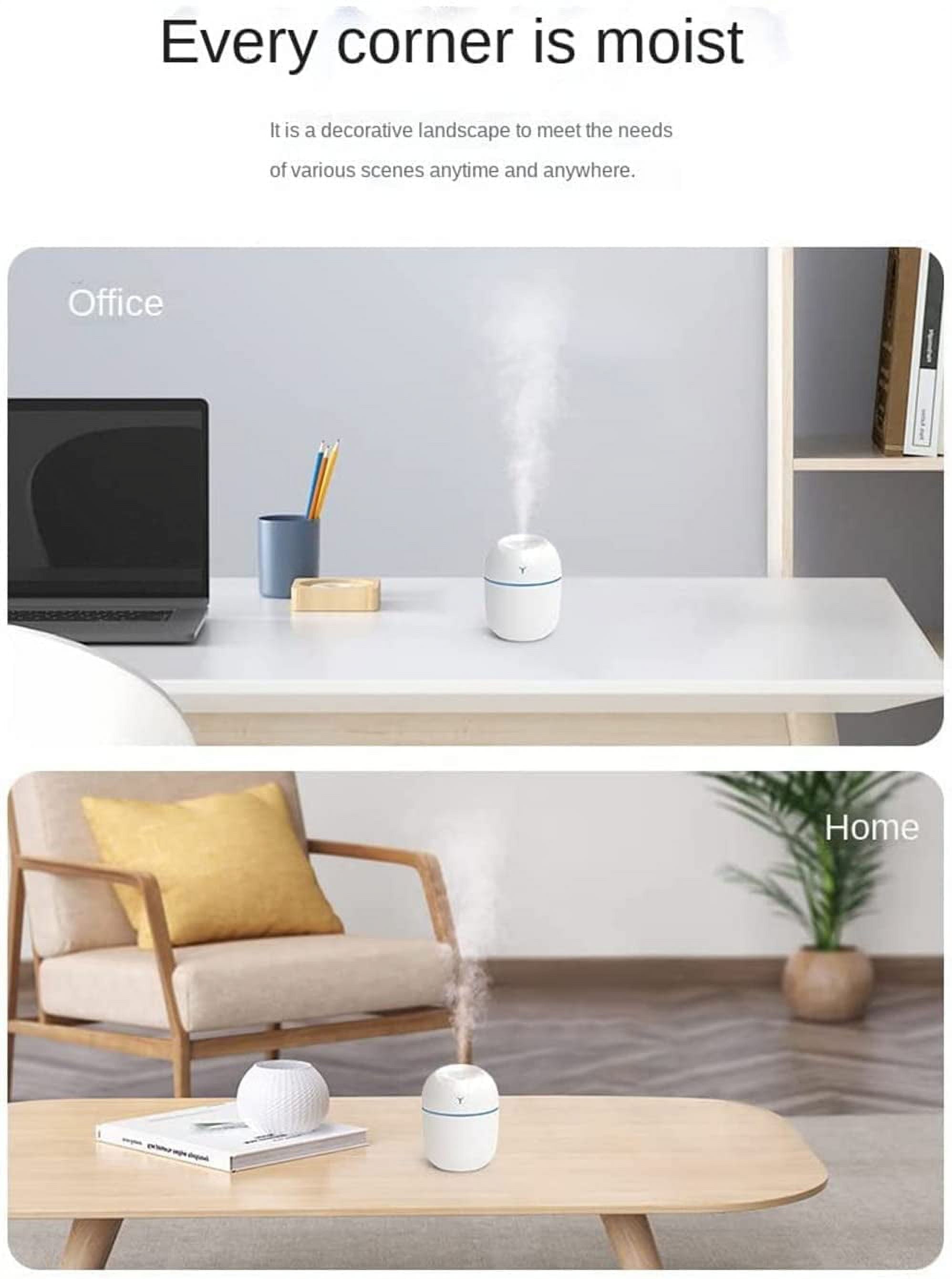 Mini Humidifier, 220ml Small Cool Mist Humidifier, USB Personal Desktop Humidifier for Baby Bedroom Travel Office Home, Auto Shut-Off, 2 Mist Modes, Super Quiet