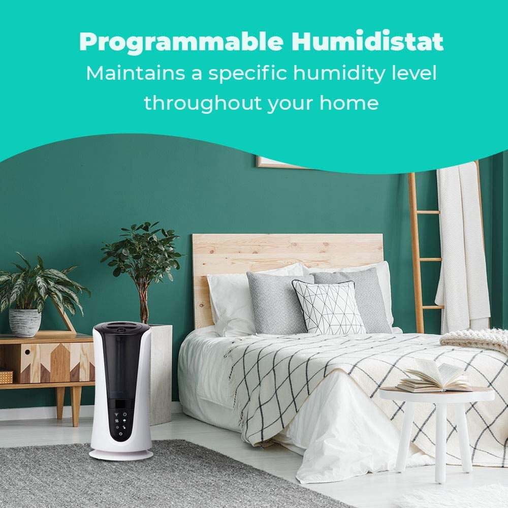 Homedics Total Comfort Deluxe Top Fill Warm & Cool Ultrasonic Humidifier, Programmable Humidistat with Night-Light and Aromatherapy, 521 ft sq. Coverage Area