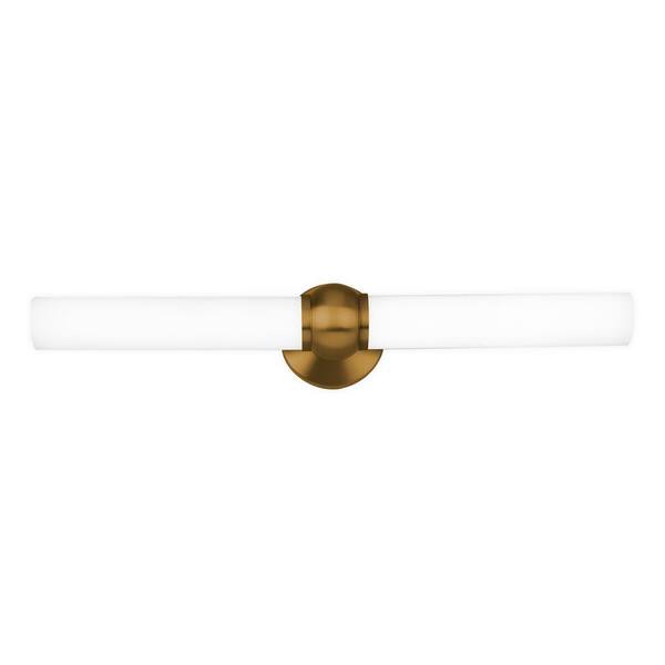 Juliet 27 in. Aged Brass LED Vanity Light Bar and Wall Sconce, 3000K