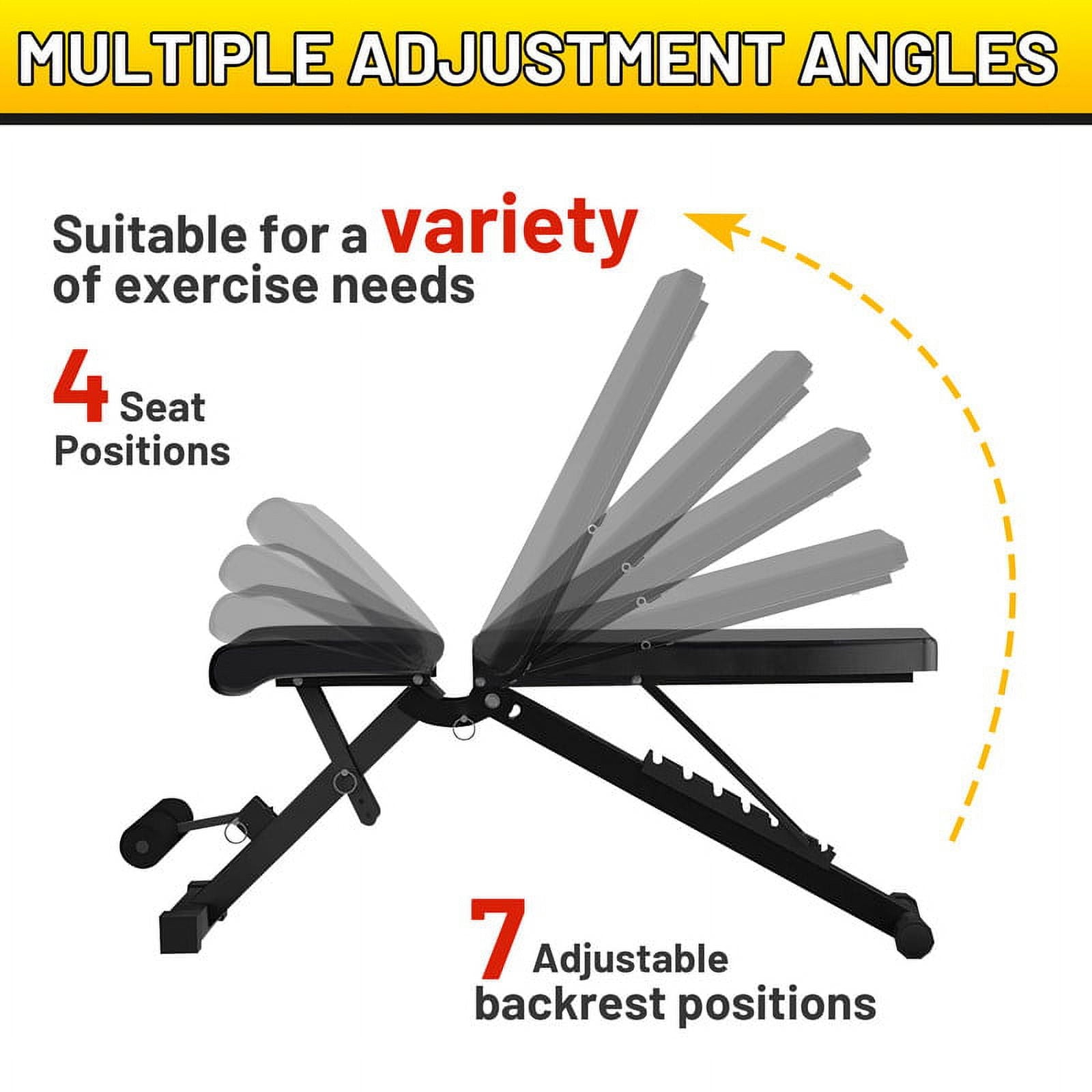 Weight Bench Adjustable Workout Bench for Home, Incline Bench for Bnech Press, Strength Training Bench