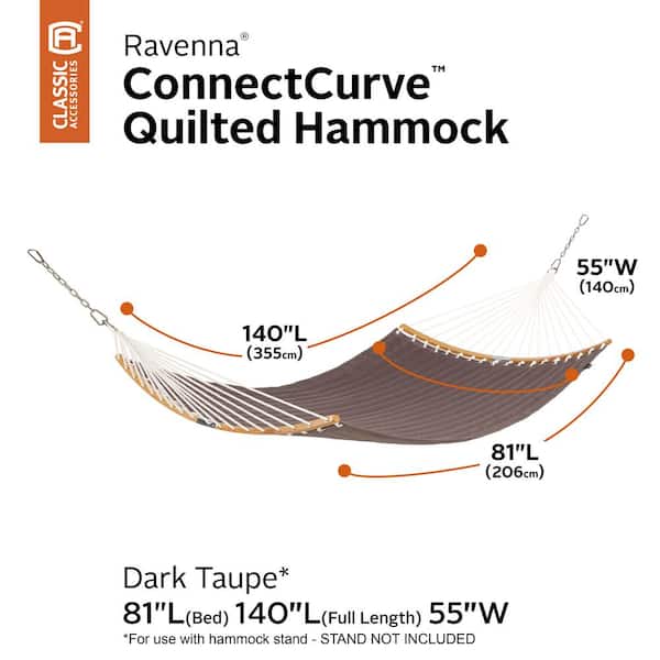Ravenna ConnectCurve 81 In. L x 55 In. W Quilted Hammock Bed in Dark Taupe