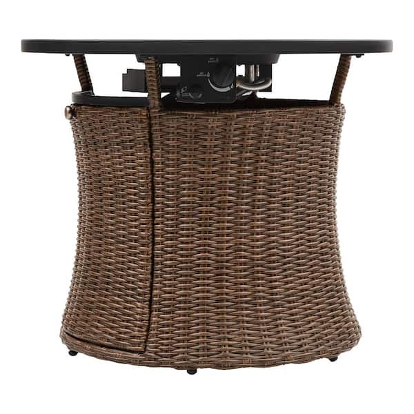 Kettering 29.92 in. x 25 in. Round Steel Propane Gas Brown Fire Pit