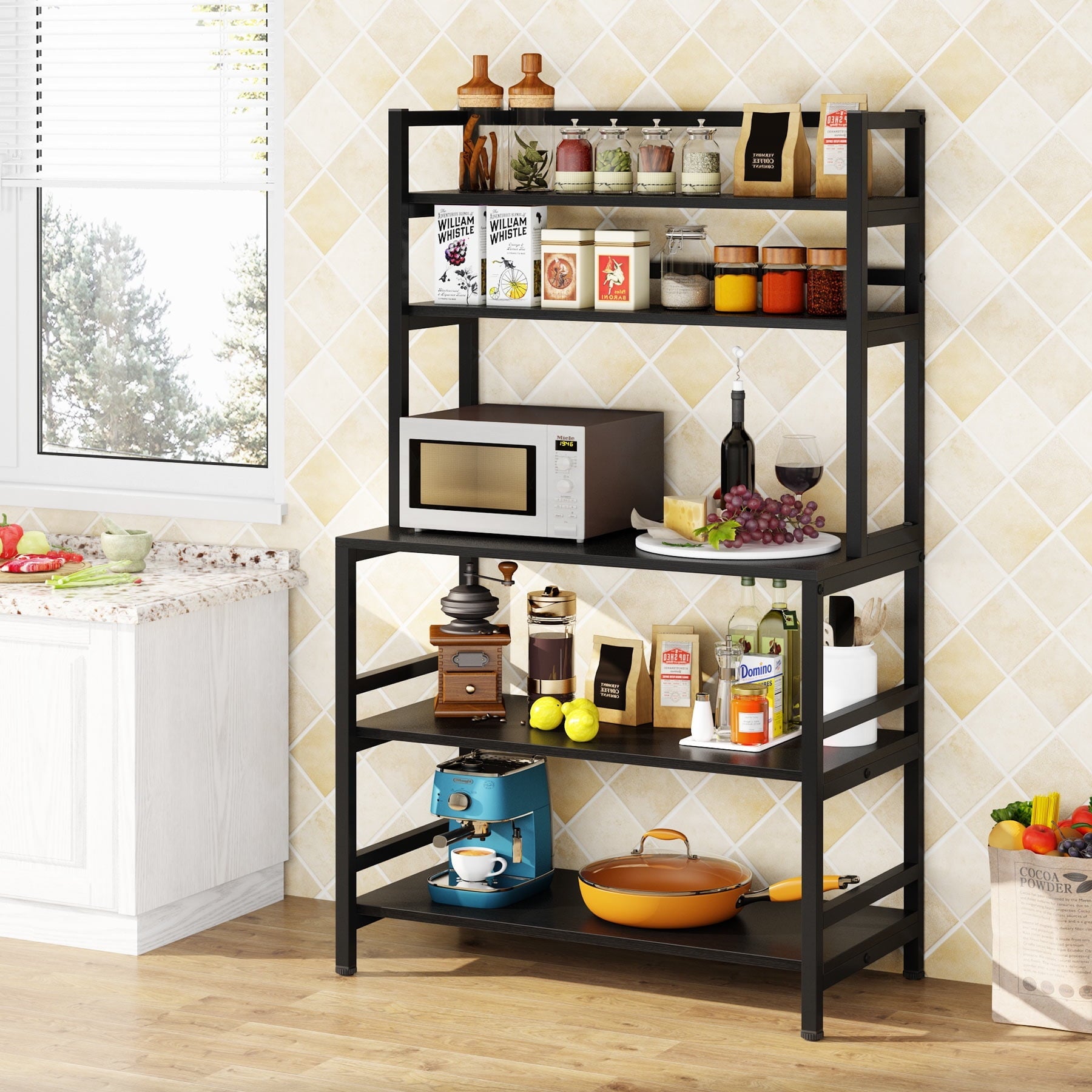 Tribesigns Kitchen Bakers Rack with Storage,5-Tier Microwave Oven Stand Kitchen Cart Utility Shelf