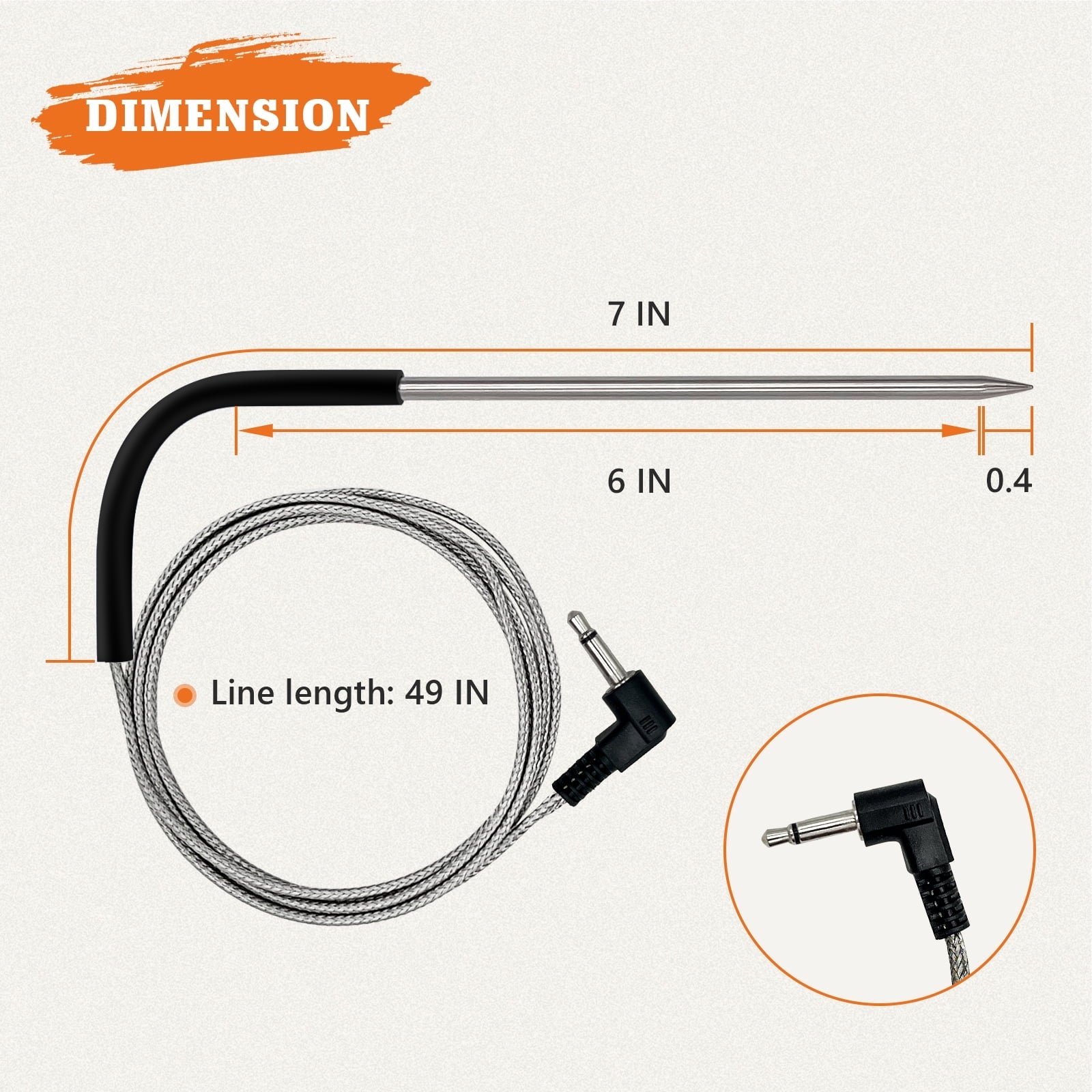 YAOAWE 2-Pack Meat Probe Repalcement for Pit Boss Pellet Grills and Smokers, 3.5mm Temperature Probe for Pit Boss, with Probe Grommets and Probe Clips