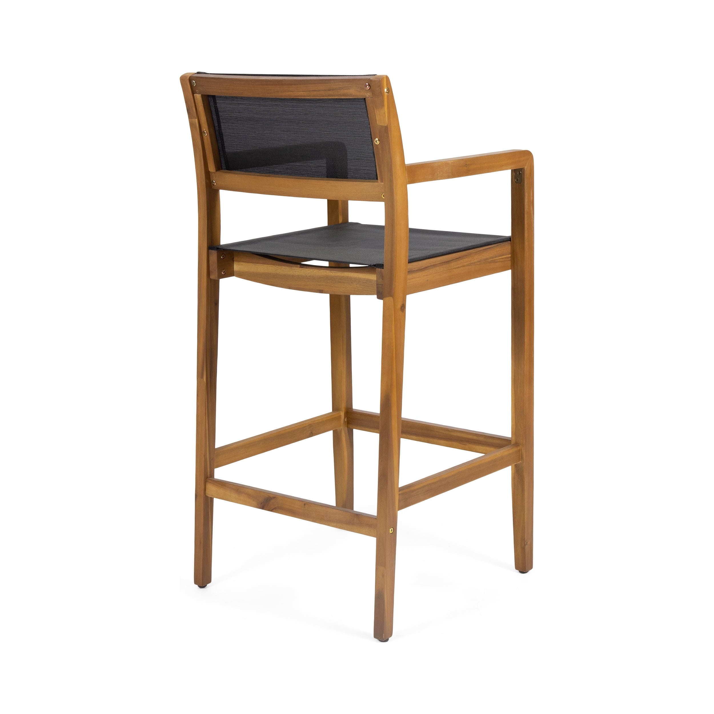 Noble House Matteo Outdoor Bar Stool - Teak/Black, 2 Pack