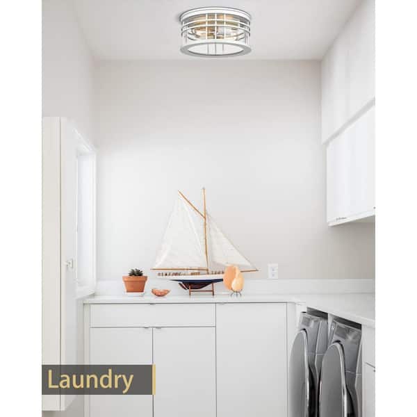 Farmhouse 12 in. 2-Light White Flush Mount Celling Light Fixture