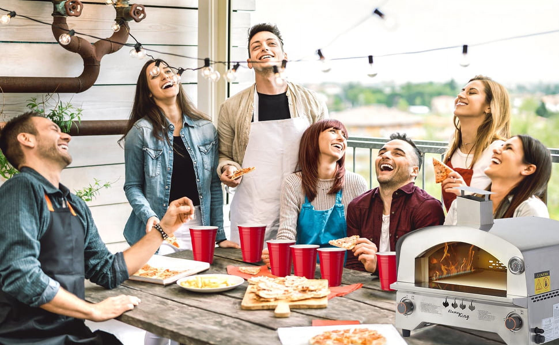 Flame King Multi Function Propane Pizza Oven with 13 inch Pizza Stone