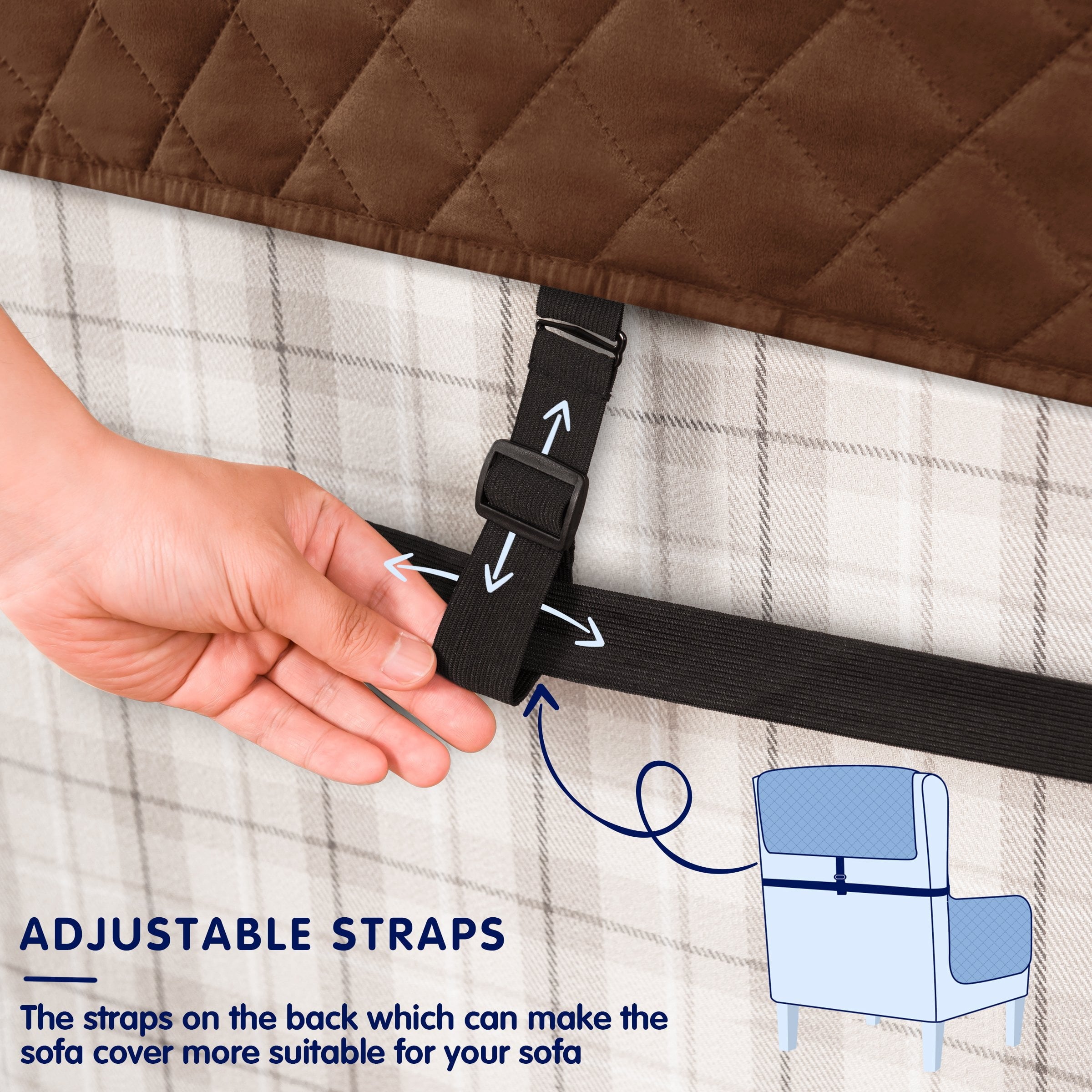 Subrtex Reversible Wing Chair Cover Wingback Armchair Slipcovers,Chocolate