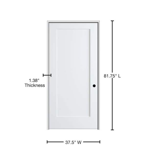 Shaker Flat Panel 36 in. x 80 in. Left Hand Solid Core Primed HDF Single Pre-Hung Interior Door with 6-9/16 in. Jamb