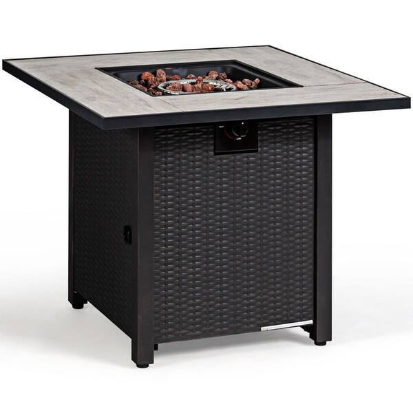 30 in. Gas Fire Table 50,000 BTU Square Propane Fire Pit Table Patio Yard