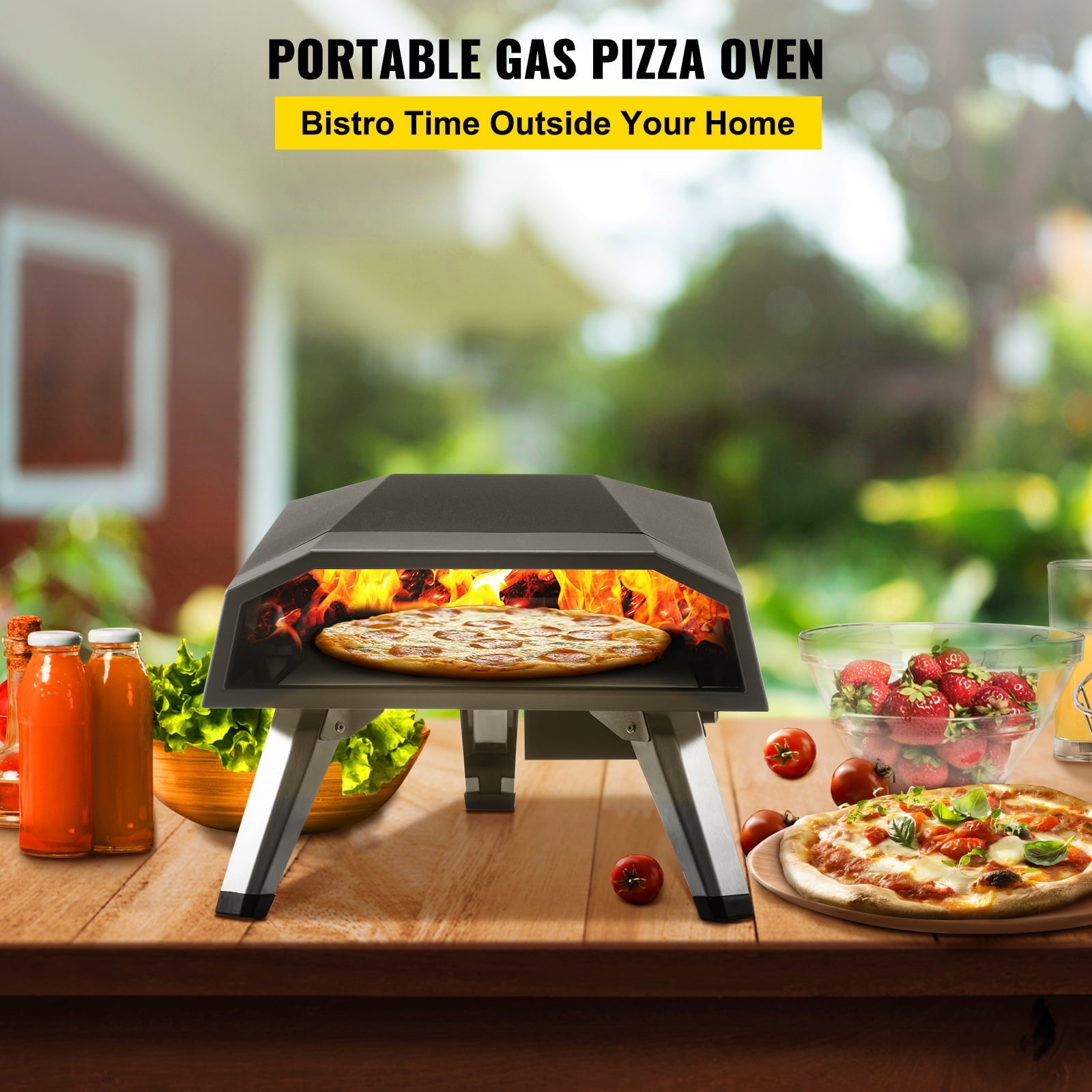 BENTISM Gas Pizza Oven Propane Pizza Oven Stainless Steel Pizza Oven for 12