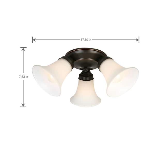 17.5 in. 3-Light Oil Rubbed Bronze Flush Mount