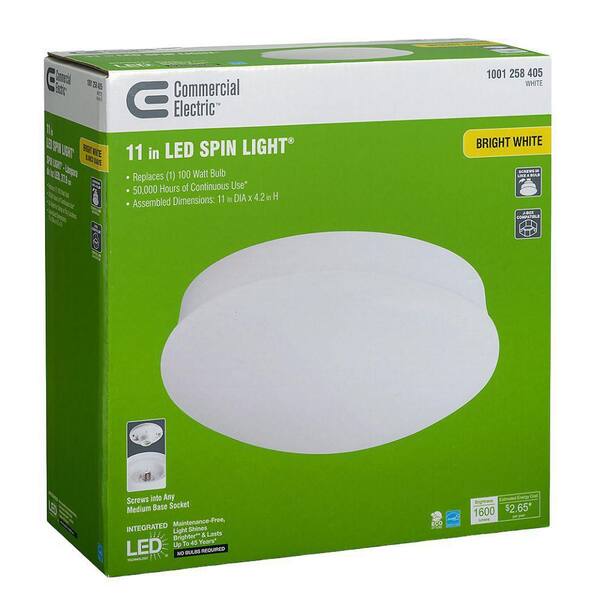 Spin Light 11 in. LED Flush Mount Ceiling Light High Output 1600 Lumens 22-Watt 4000K Bright White (4-Pack)
