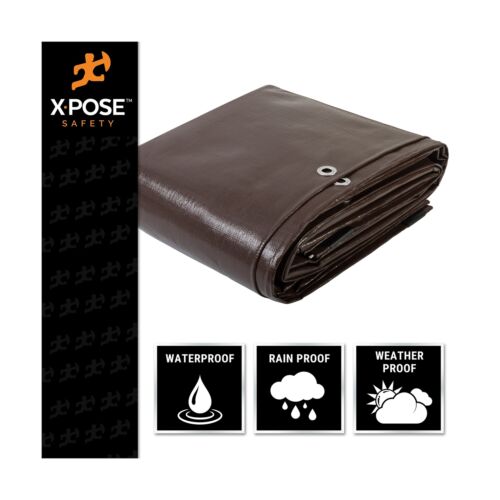 4' x 20' Super Heavy Duty 16 Mil Brown Poly Tarp Cover - Thick Waterproof, UV...